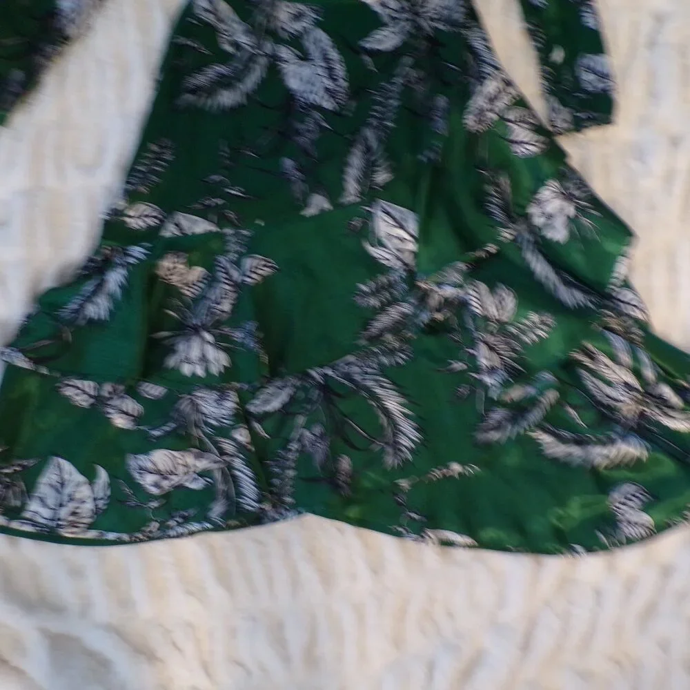 NWT Marchesa Notte green floral ruffle Midi dress 2